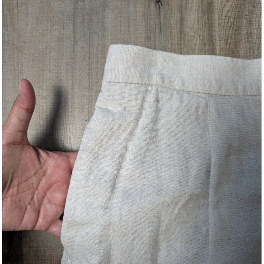 Banana Republic Size M Linen Blend Wide Leg Pants Cropped Flax Pleat Pockets